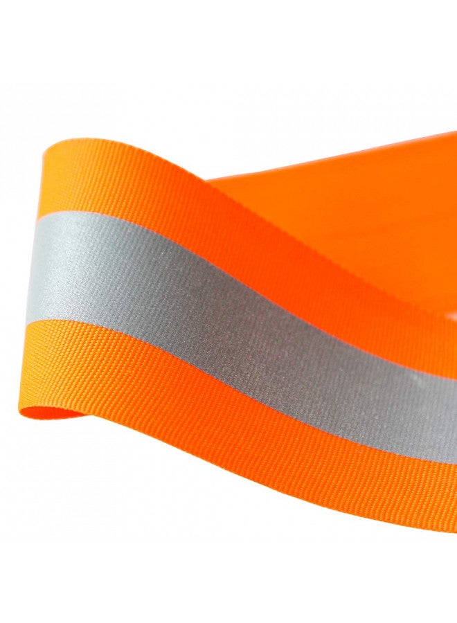 JINBING Sew On Silver Reflective Tape for Clothing Safety Fabric Webbing Trim Strip Orange 2" x 16ft - Image 1