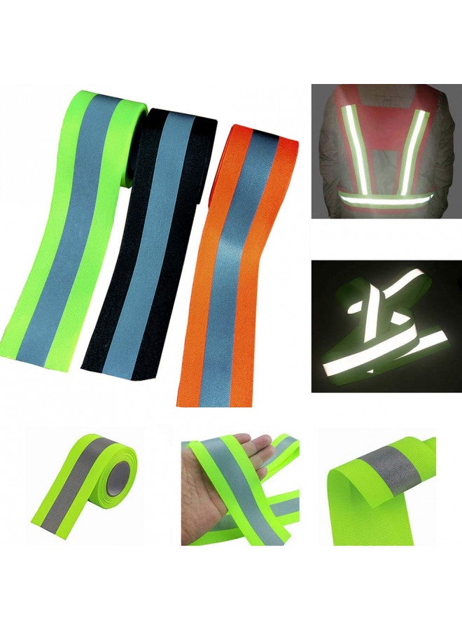 JINBING Sew On Silver Reflective Tape for Clothing Safety Fabric Webbing Trim Strip Orange 2" x 16ft - Image 3