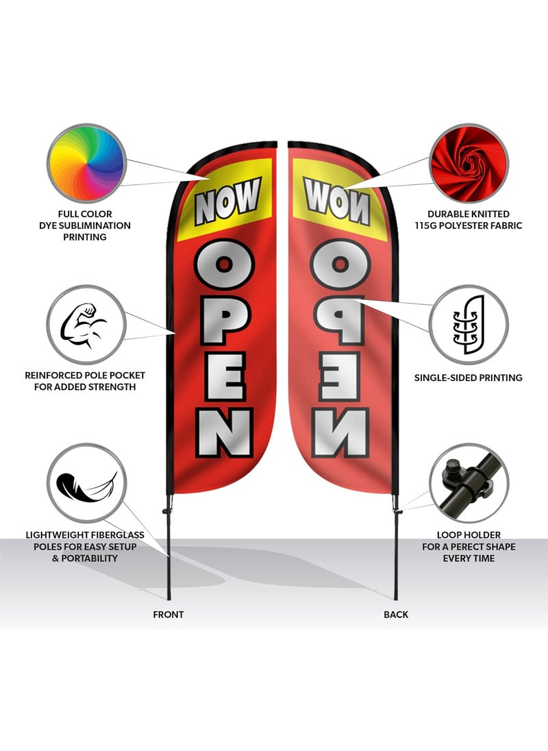LookOurWay LookOurWay 5Feet Tall Grand Opening Themed Feather Flag Banner for Business Advertising 3Pack Includes 3 Banner Flags 3 Pole Sets Welcome BlueRed Now Hiring RedYellow  - Image 2