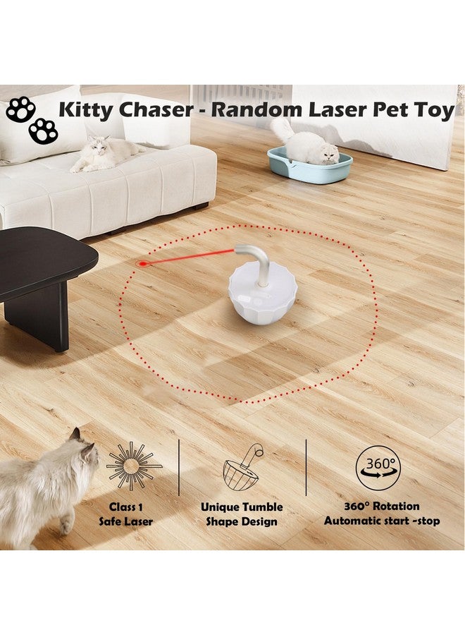 لعبة ليزر للقطط تمبلر أوتوماتيكية، مؤشر ليزر قابل لإعادة الشحن يدور 360 درجة، لعبة ليزر ذاتية التشغيل بثلاثة أوضاع، لعبة ليزر للقطط تعمل بالحركة، ألعاب تفاعلية للقطط/الكلاب البالغة الملل داخل المنزل (أبيض) - Image 2