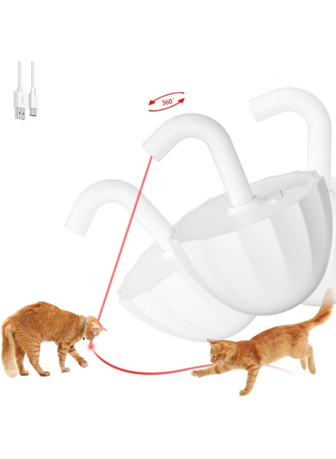لعبة ليزر للقطط تمبلر أوتوماتيكية، مؤشر ليزر قابل لإعادة الشحن يدور 360 درجة، لعبة ليزر ذاتية التشغيل بثلاثة أوضاع، لعبة ليزر للقطط تعمل بالحركة، ألعاب تفاعلية للقطط/الكلاب البالغة الملل داخل المنزل (أبيض) - Image 1