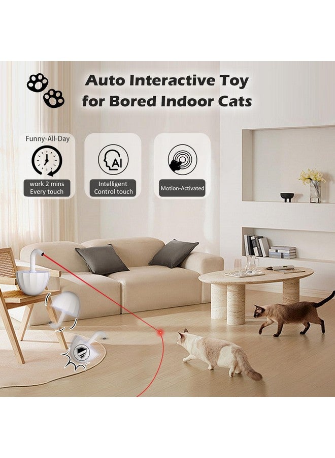 لعبة ليزر للقطط تمبلر أوتوماتيكية، مؤشر ليزر قابل لإعادة الشحن يدور 360 درجة، لعبة ليزر ذاتية التشغيل بثلاثة أوضاع، لعبة ليزر للقطط تعمل بالحركة، ألعاب تفاعلية للقطط/الكلاب البالغة الملل داخل المنزل (أبيض) - Image 3
