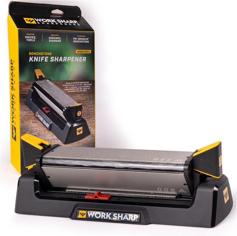 Work Sharp Benchstone Knife Sharpener, 3 sided for faster manual pocket or hunting knife sharpening - Image 1