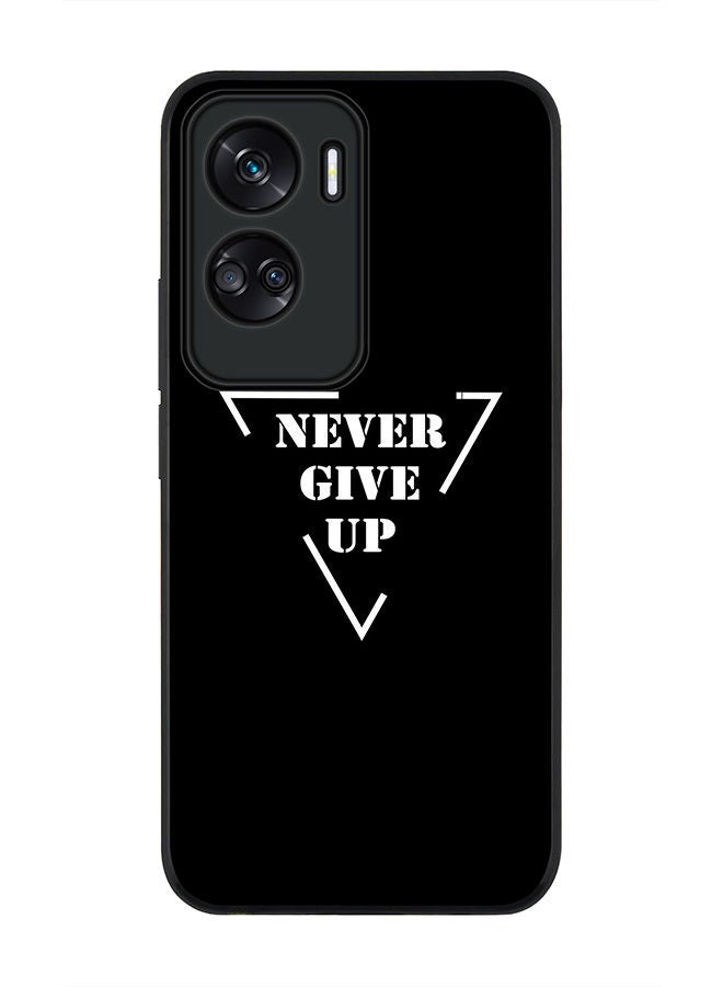 Stylizedd Rugged Black edge case for Honor 90 Lite  5G  Honor X50i 5G, Slim fit Soft Case Flexible Rubber Edges Anti Drop TPU Gel Thin Cover -  Never give up - Image 1