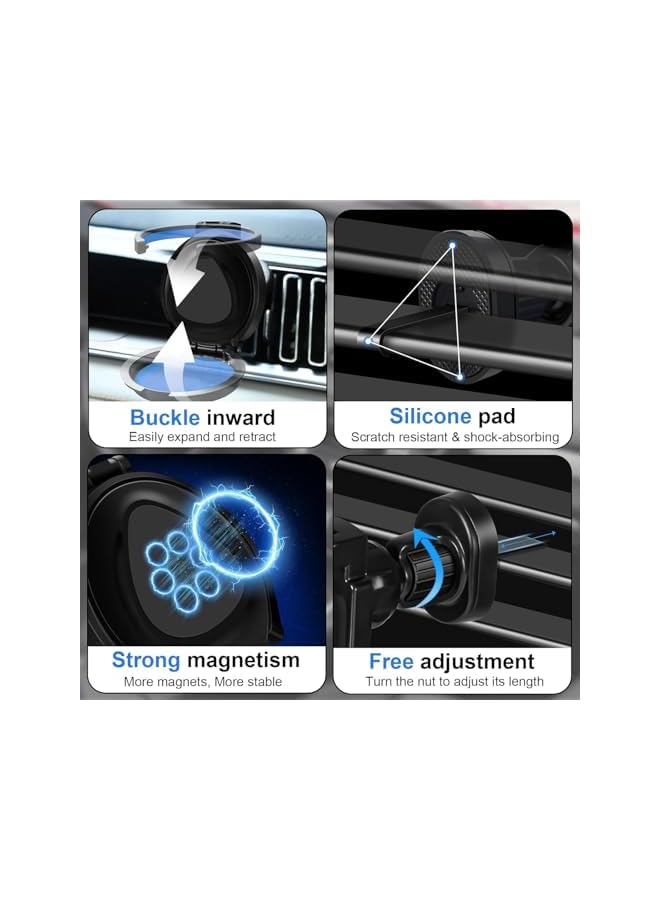 S-TOP Car Cup Holder and Phone Mount 2 in 1, 360° Adjustable Air Vent Magnetic Cell Phone Holder, One-Handed Retrieval Drink Stand for Coffee, Water, Juice, Tea, Universal for Car and Truck (Blue) - Image 2