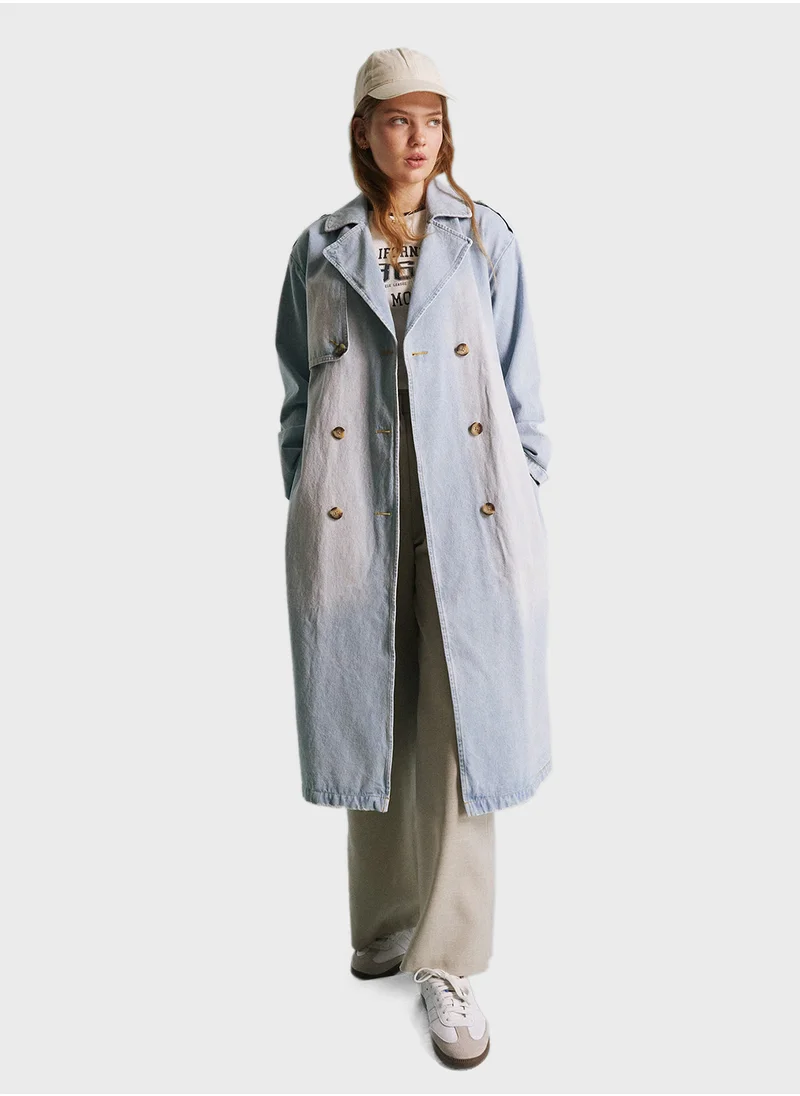 Miss Selfridge Denim Button Detail Coat
