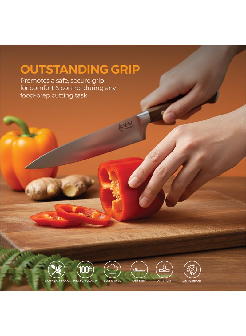 VAV GET Premium 8-inch Chef's Knife. Comfortable Walnut Wood Handle and Professional Stainless Steel with Long-Lasting Sharpness. - Image 2