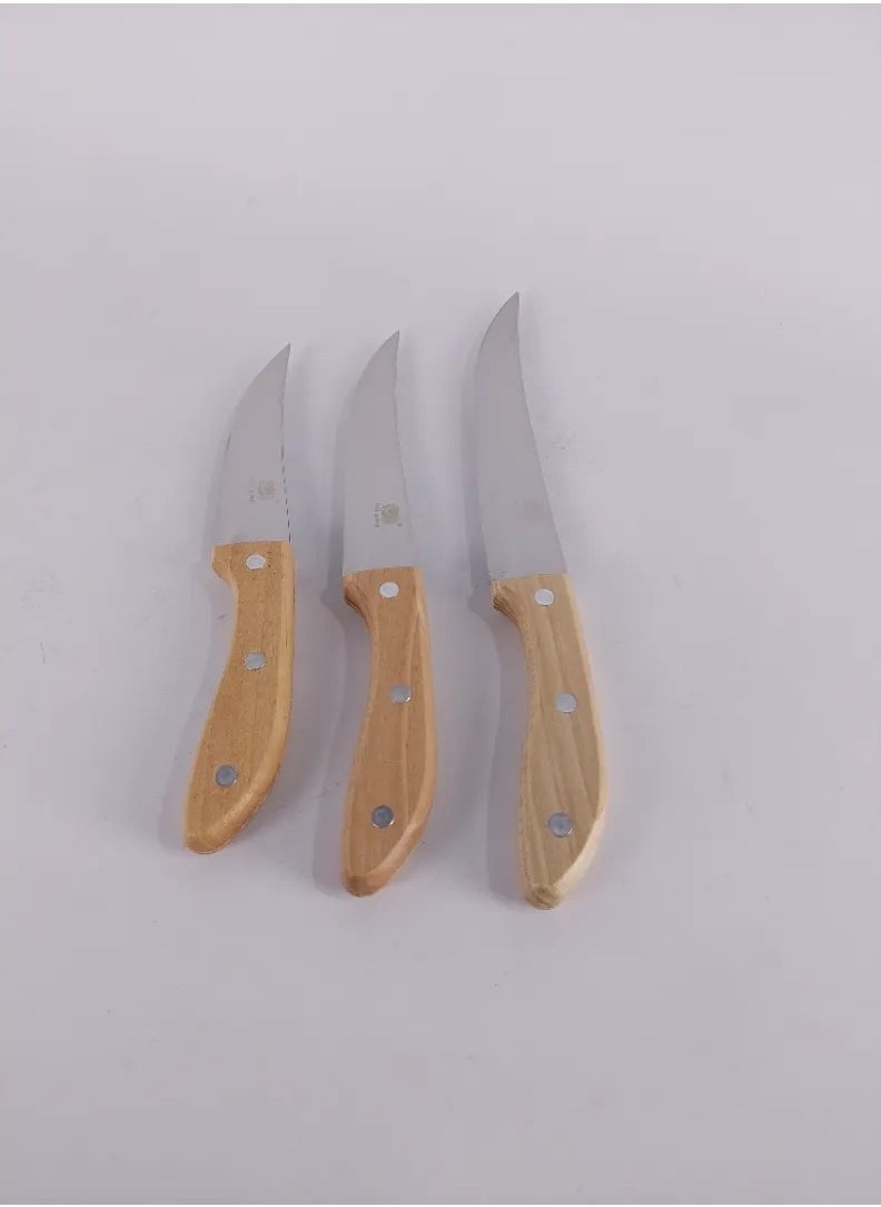 Generic - 3 Piece Knife Set with High Quality Wooden Handle - Image 1