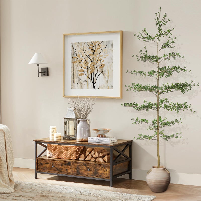 LYERSE Black Olive Tree Artificial 8ft - Faux Black Olive Tree with Natural Trunk and Realistic Leaves - Artificial Shady Lady Tree for Indoor Home Office House Living Room Decor - Image 4
