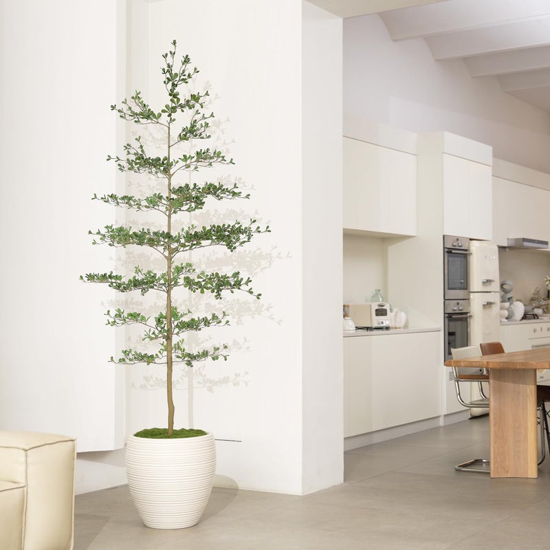 LYERSE Black Olive Tree Artificial 8ft - Faux Black Olive Tree with Natural Trunk and Realistic Leaves - Artificial Shady Lady Tree for Indoor Home Office House Living Room Decor - Image 5