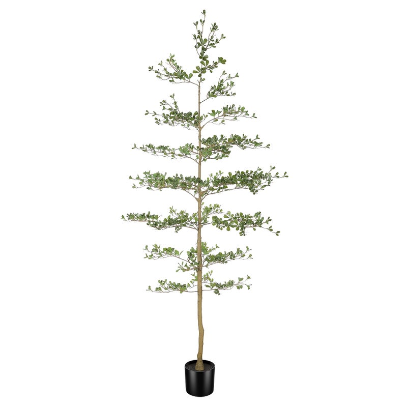 LYERSE Black Olive Tree Artificial 8ft - Faux Black Olive Tree with Natural Trunk and Realistic Leaves - Artificial Shady Lady Tree for Indoor Home Office House Living Room Decor - Image 1