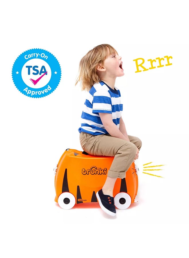 Trunki Tipu Tiger Orange Ride-On Suitcase for Children, Lightweight Carry-On Luggage with Wheels, Tow Strap and Storage for Travel - Image 4