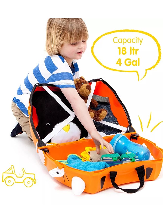 Trunki Tipu Tiger Orange Ride-On Suitcase for Children, Lightweight Carry-On Luggage with Wheels, Tow Strap and Storage for Travel - Image 5