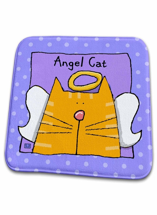 3DROSE Dish Drying Mat - Angel Orange Tabby Cat Cute Cartoon Pet Loss Memorial Memorials Cats - Image 1