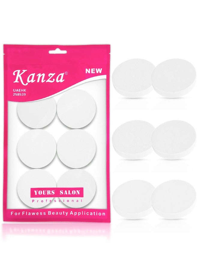 Kanza 6 Pcs Round Shaped Makeup Sponge Set Beauty Blender Cosmetic Makeup Puff for Face Velour Puff Set for Loose Powder Mineral Powder Applicator Foundation Makeup Tool Set (White)  - Image 1