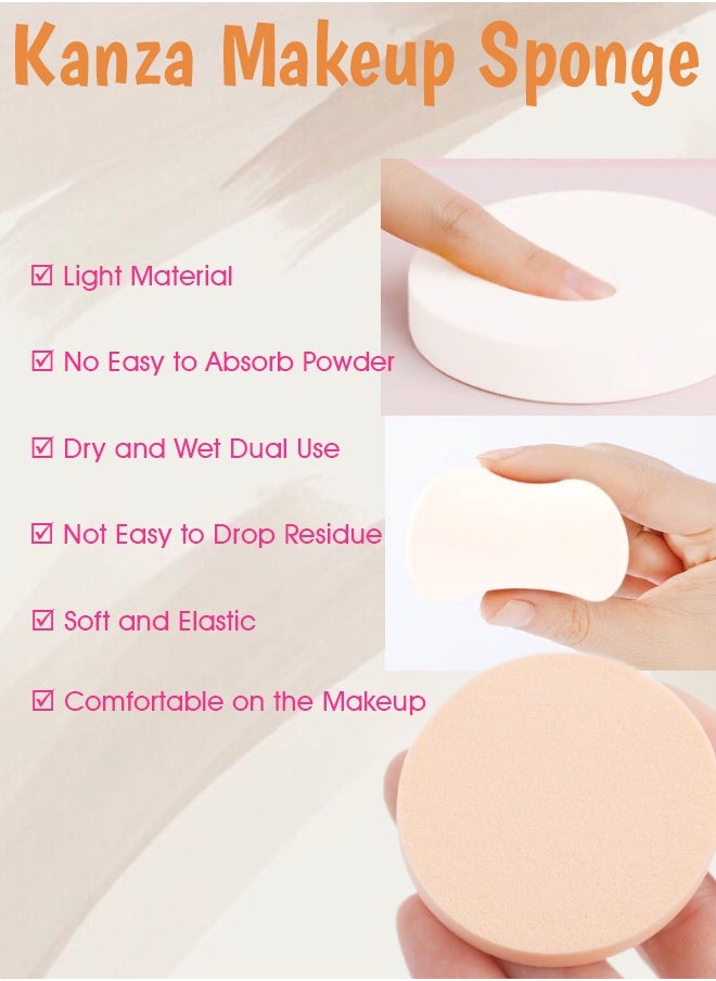 Kanza 6 Pcs Round Shaped Makeup Sponge Set Beauty Blender Cosmetic Makeup Puff for Face Velour Puff Set for Loose Powder Mineral Powder Applicator Foundation Makeup Tool Set (White)  - Image 3
