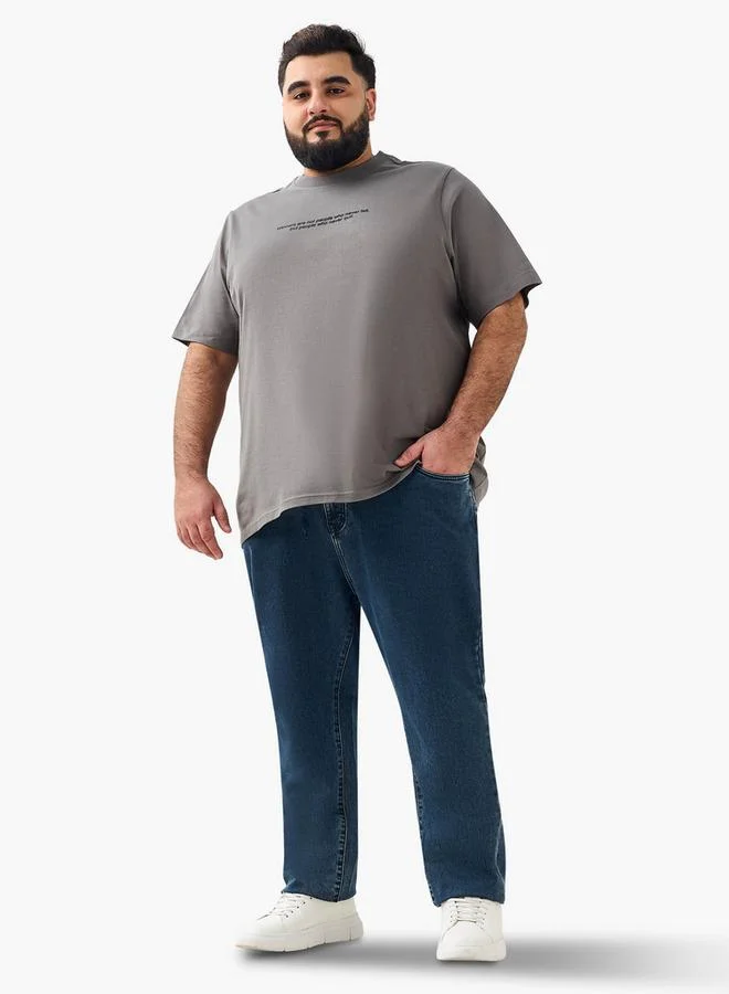 ماكسيم تيشيرت رجالي مطبوع برسومات بياقة دائرية وأكمام قصيرة