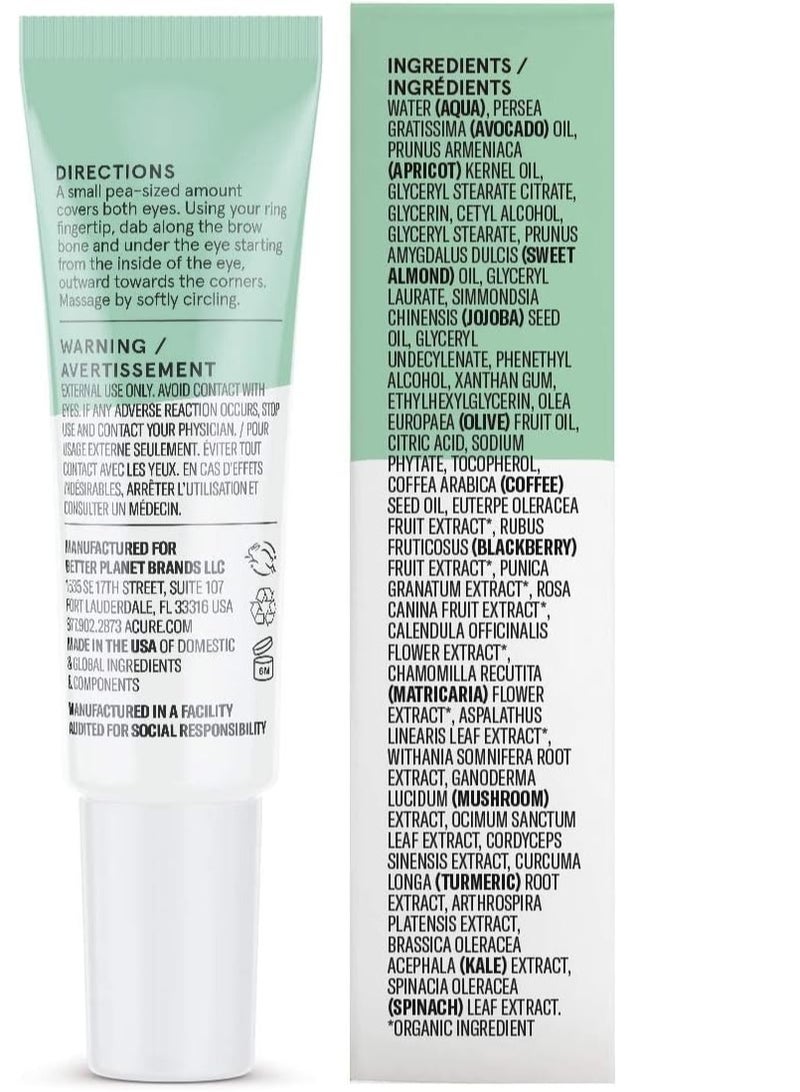 Acure Ultra-Moisturizing Rejuvenating Eye Cream, 100% vegan, deeply moisturizes the skin with conditioners and green coffee | 0.5 fluid ounce