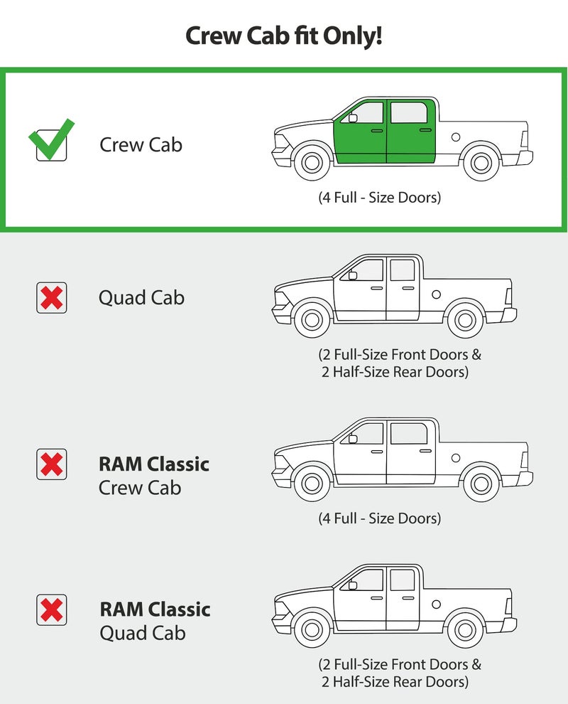 CLIM ART حراس المطر القابلة للتثبيت في القناة من CLIM ART متينة للغاية لدودج رام 1500 (نمط الجسم الجديد) 2019-2026 كرو كاب، واقيات النوافذ الأصلية، واقيات نوافذ التهوية، واقي التهوية، 4 قطع - 619006LP - Image 2