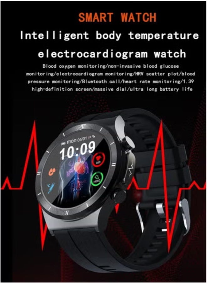 AROAQ Non-Invasive Glucose Monitoring Smart Watch with ECG & Bluetooth Calling – IP68 Waterproof, 24/7 Health Tracking, 24 Sports Modes - Image 2