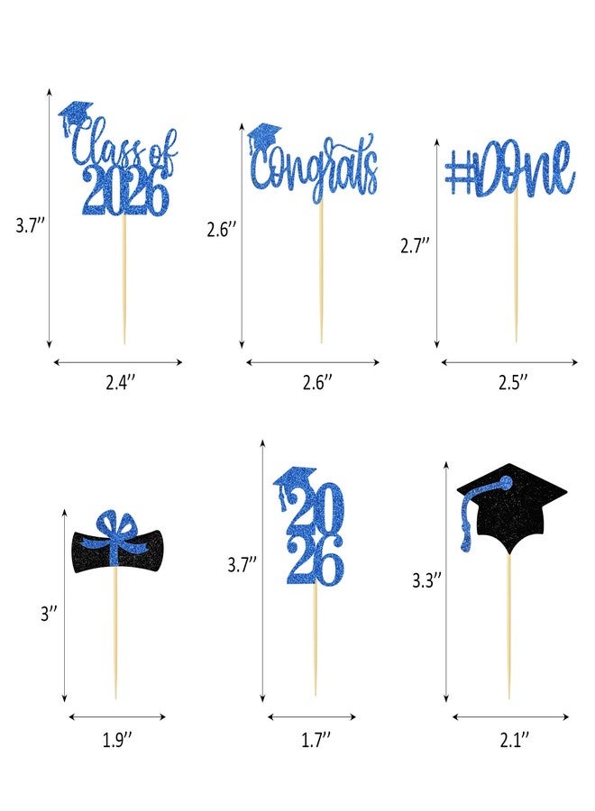 Moffris Graduation Decorations 2026-24Pcs Glitter Graduation Cupcake Toppers for Class of 2026 Party Decorations - Image 4