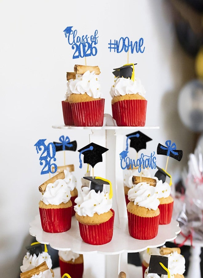 Moffris Graduation Decorations 2026-24Pcs Glitter Graduation Cupcake Toppers for Class of 2026 Party Decorations - Image 3