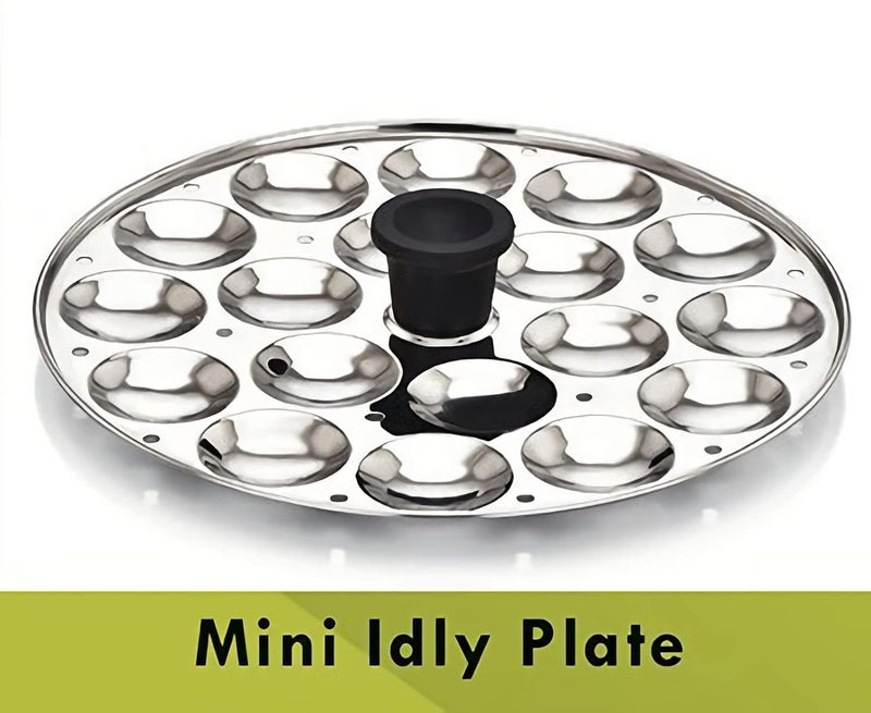 Thangam Stainless Steel Idli Maker 2 Plates 6 soft idlies Idly CookerSteamer 28x15cm with Mini Idly Plate and Steamer PlateSILVER - Image 3