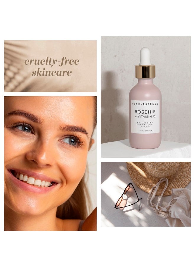Pearlessence Rosehip Balancing Facial Oil + Rosehip Fruit Oil & Vitamin C Daily Hydration To Help Balance & Revive Skin Made In Usa & Cruelty Free  - Image 3