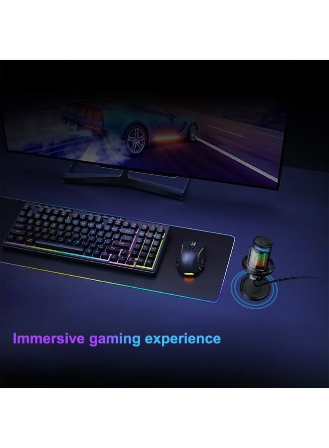 ميكروفون الألعاب الاحترافي ZFSZ V1Pro USB - ميكروفون مكثف ديناميكي مزود بإضاءة RGB مع تحكم في مستوى الصوت، وحامل مكتبي ثابت وشبكة مرشح للصوت، يعمل بمجرد التوصيل (Plug & Play) مع أجهزة الكمبيوتر الشخصي/PS5/Mac، بجودة استوديو للبث المباشر والبودكاست - Image 4
