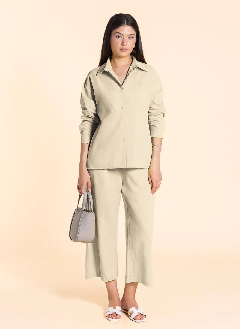 SHAPES LINEN BLEND COMFORT SHIRT SET
