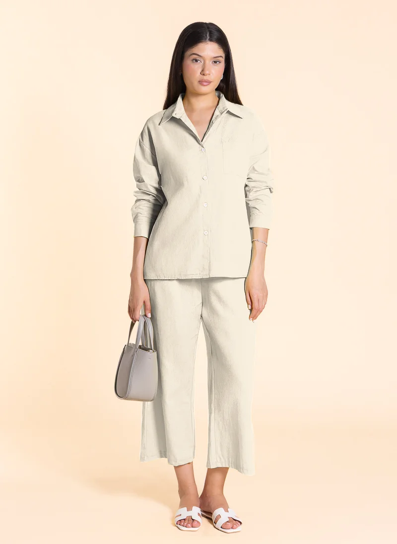 SHAPES LINEN BLEND COMFORT SHIRT SET