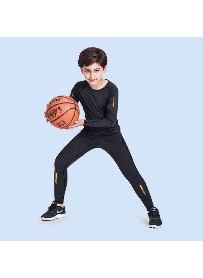 Fandimu Kids Sports Set Girls Compression Training Running Youth Soccer Jersey Base Layer Fitness Clothing Black 120 - Image 4