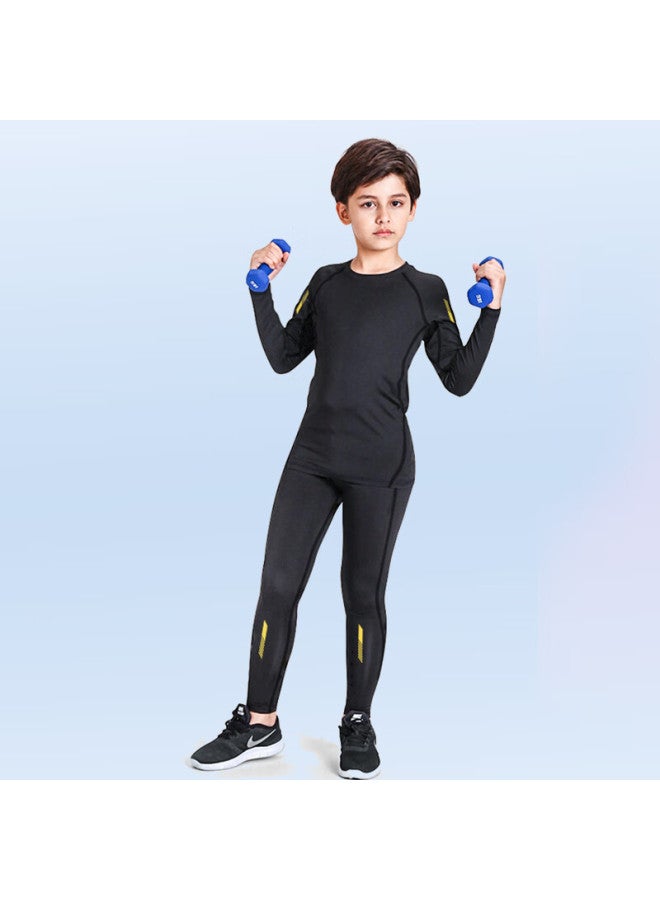 Fandimu Kids Sports Set Girls Compression Training Running Youth Soccer Jersey Base Layer Fitness Clothing Black 120 - Image 5