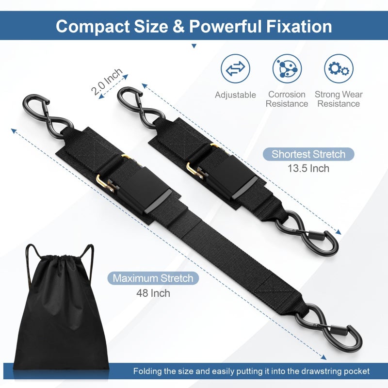 Oavostd 1208LB Heavy Duty Boat Tie Down Straps to Trailer, Anti-Corrosion 2" x 48" Adjustable Boat Trailer Straps for Trailering Safety with Jet Ski, Boat, Kayak, Pontoon, etc. - Image 5