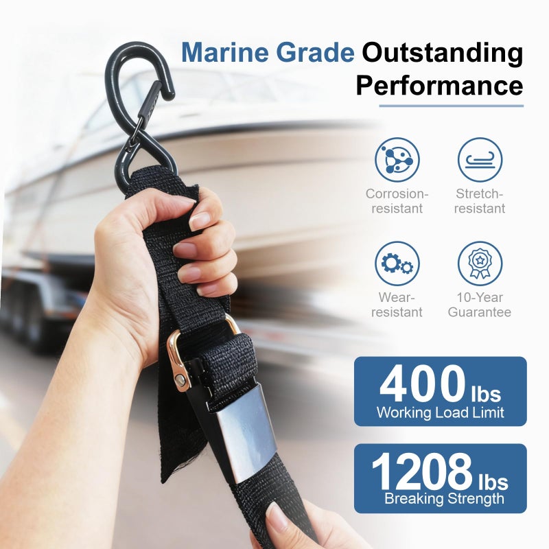 Oavostd 1208LB Heavy Duty Boat Tie Down Straps to Trailer, Anti-Corrosion 2" x 48" Adjustable Boat Trailer Straps for Trailering Safety with Jet Ski, Boat, Kayak, Pontoon, etc. - Image 2
