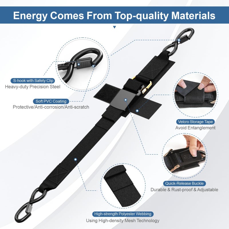 Oavostd 1208LB Heavy Duty Boat Tie Down Straps to Trailer, Anti-Corrosion 2" x 48" Adjustable Boat Trailer Straps for Trailering Safety with Jet Ski, Boat, Kayak, Pontoon, etc. - Image 3