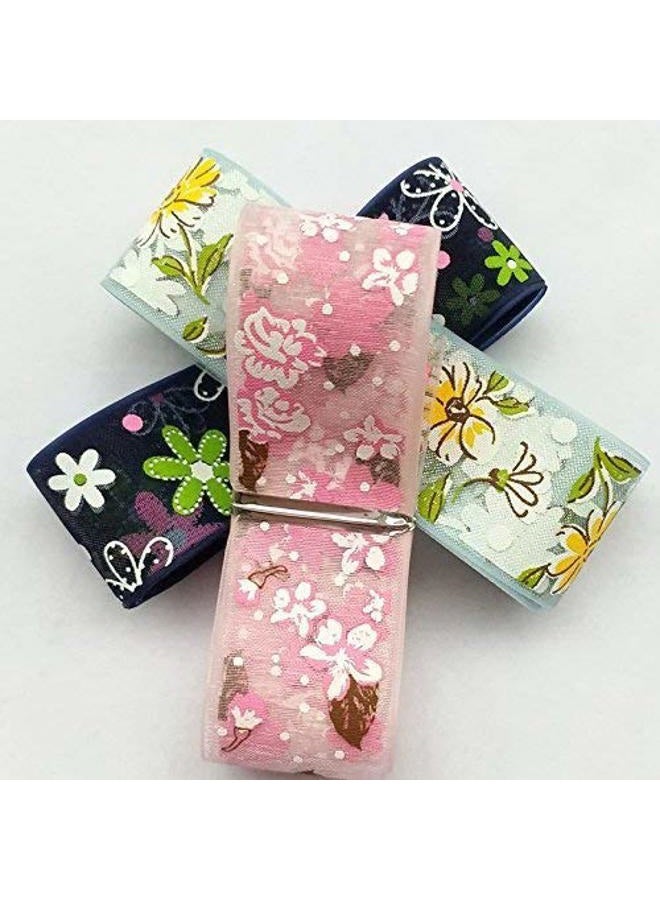 Chenkou Craft شريط أورغنزا 1" - 20 ياردة عشوائية 1" 25 مم مزيج مختلط ربيع صيف شريط أورغنزا مزخرف بنقاط وزهور وقلب حب وردة (شريط أورغنزا 1") - Image 3