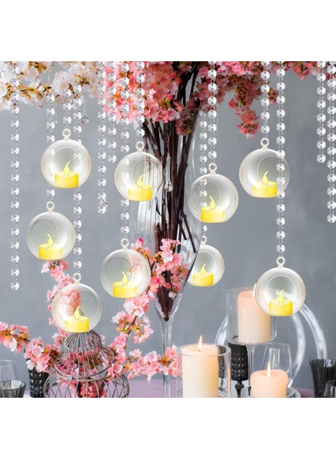 Mado Gallery Glass Hanging Globe Candle Holder Set – 12 Pcs Includes Tealight Candles & Crystal Line – Wedding, Party, Air Plant & Table Centerpiece Décor (12, 15cm) - Image 5