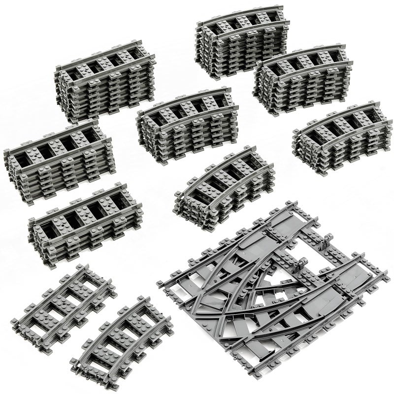 MANNIDOO Classic City Train Tracks 54 Pieces Railroad Track with 32 Curved 20 Straight and 2 Switch Train Tracks Train Expansion Accessories Compatible with All Major Train Tracks - Image 3
