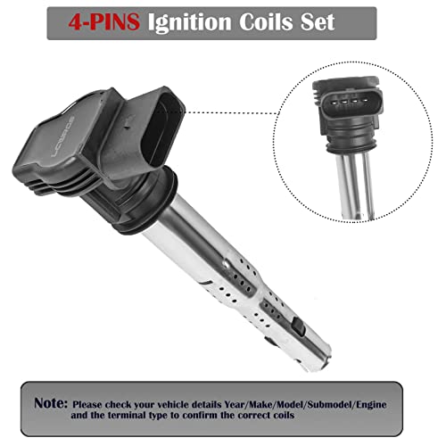 LCWRGS ملف إشعال LCWRGS لسيارات L5 2.5 2005 2006 2007 2008 2009 2010 2011 2012 فولكس فاجن VW جيتا رابيت بيتل باسات جولف تيغوان GTI إيوس CC مجموعة ملفات 5 تحل محل UF575 - Image 4