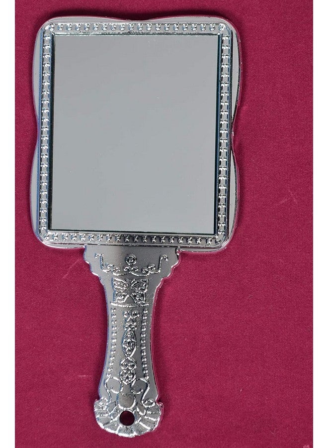 Garden Of Arts مرآة مكياج وحقيبة فضية مربعة الشكل من جاردن أوف آرتس مع مقبض قبضة - Image 1