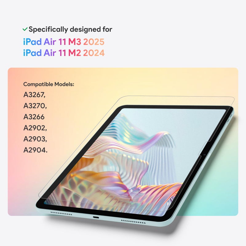 KCT 2 Pack Paperfeel Glass Screen Protector Compatible with iPad Air 11 Inch 2025/2024 [7th/6th Generation, M3/M2], Matte Surface, Tempered Glass, Easy Application Tray - Image 2