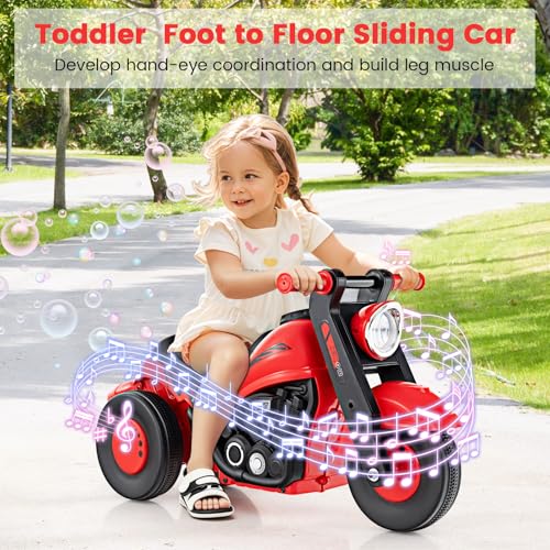 OLAKIDS Ride on Push Car FoottoFloor Sliding Car for Toddlers Kids Motorcycle with Bubble Maker Music 3 Wheels Ride on Toys Gift for Boys Girls Aged 35 Years Red - Image 5
