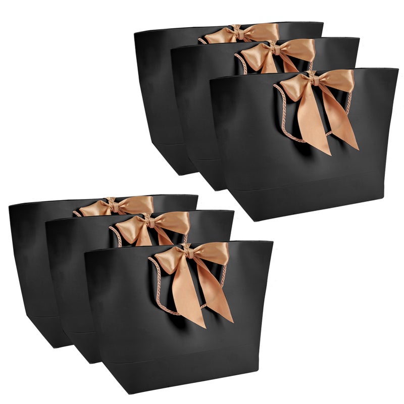 10pcs Black Paper Souvenir Gift Bags Apparel Makeup Boutique Packing Bags with Gold Handle 5# - Image 1