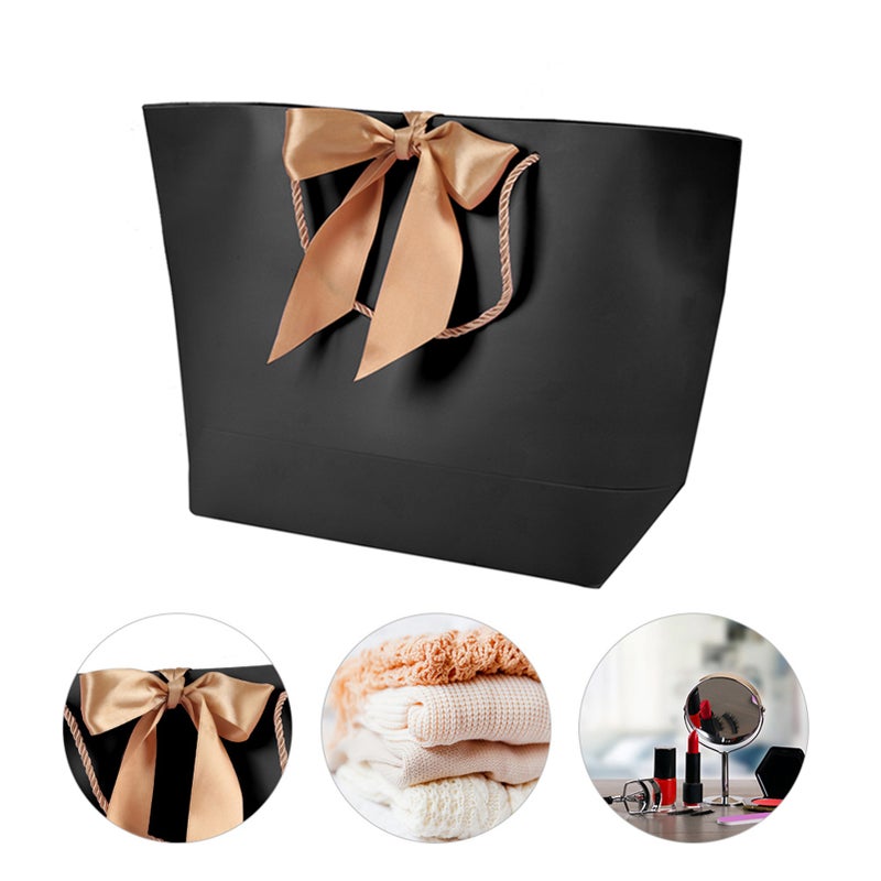 10pcs Black Paper Souvenir Gift Bags Apparel Makeup Boutique Packing Bags with Gold Handle 5# - Image 2