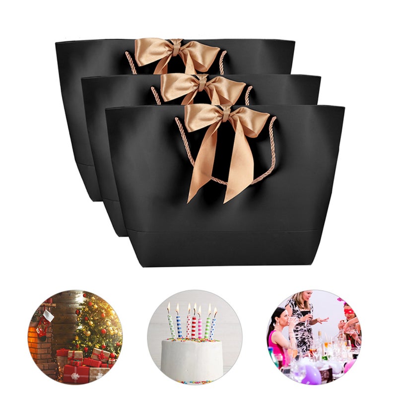 10pcs Black Paper Souvenir Gift Bags Apparel Makeup Boutique Packing Bags with Gold Handle 5# - Image 4