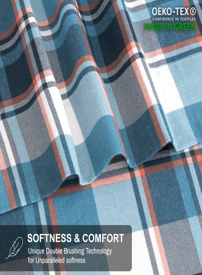 RUVANTI Flannel Sheets Queen Size 6 Pcs - 100% Cotton Double Brushed Bed Sheets, Deep Pockets 16 Inches Queen Sheet Set, All Seasons Breathable, Extra Soft & Comfy, Dynasty - Image 5