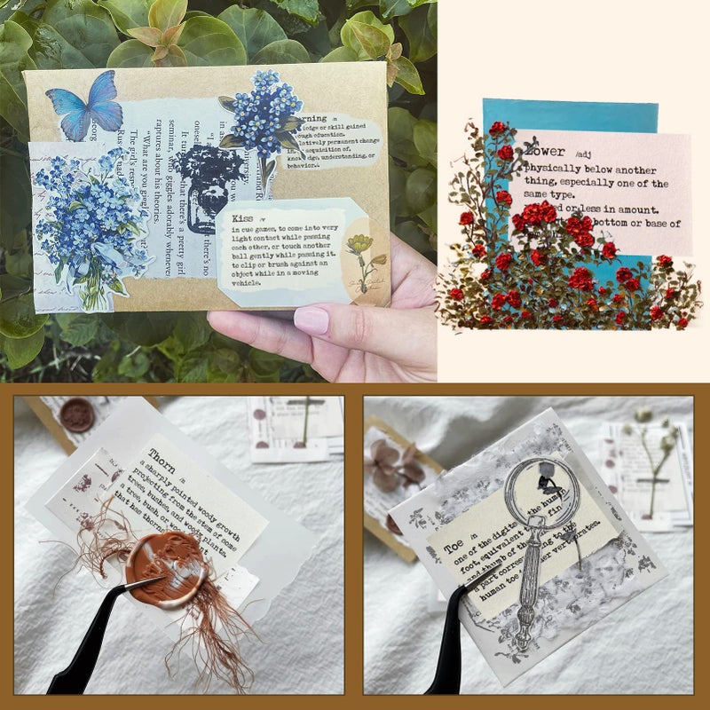Mity Rain 800pcs Vintage Scrapbook Paper, Mini Dictionary Scrapbooking Paper for Journaling Supplies, Decorative Craft Paper for Junk Journal - Image 4