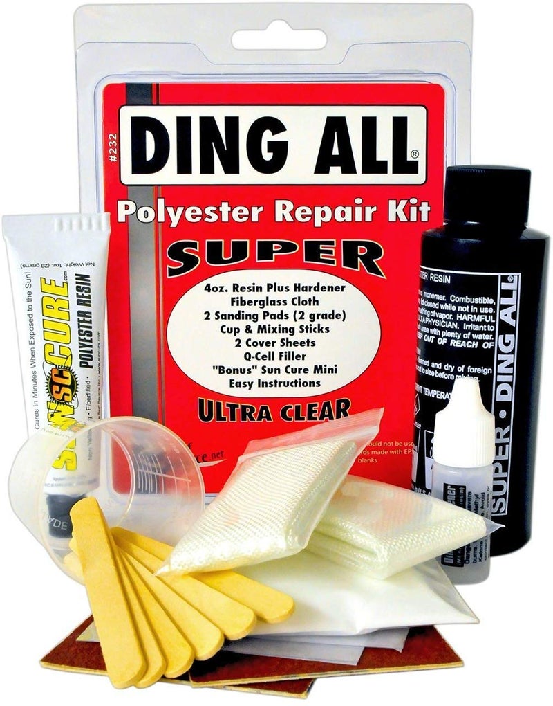 Ding All 4 Oz All SUPER Polyester Repair Kit for Medium to Large Sized Polyester Surfboards Repairs - Image 1
