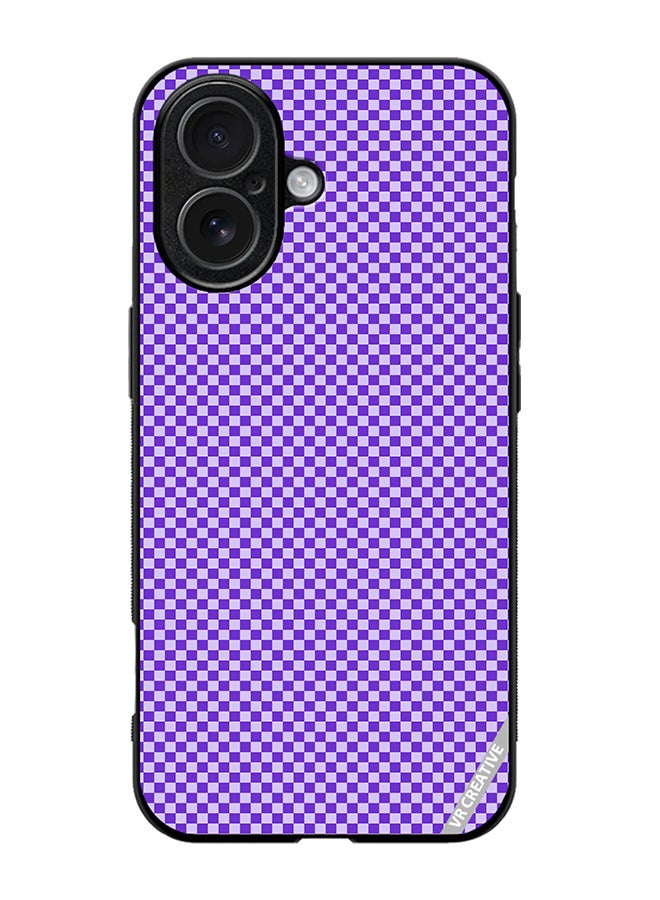 Protective Case Cover For Apple iPhone 17 Groovy Purply And White Checkerboard Design Multicolour